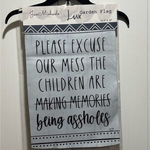 Jan Michaels sarcastic,‎ welcome flag, Gray and Black Garden Flag